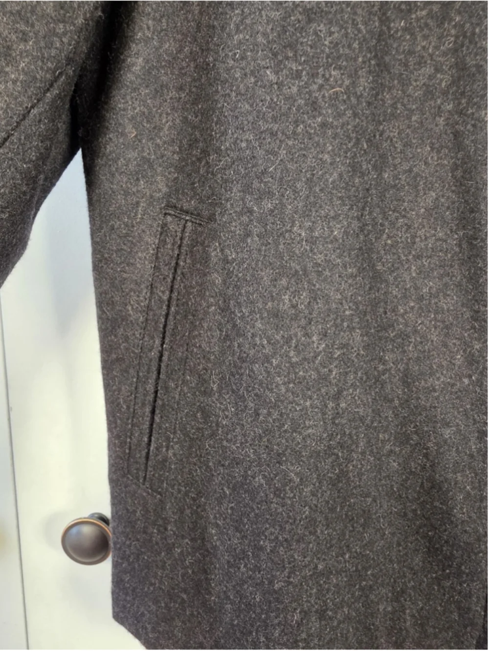 Old Navy Wool Blend Zip Jacket Mens Sz L Large Charcoal Gray Lined Coat Casual